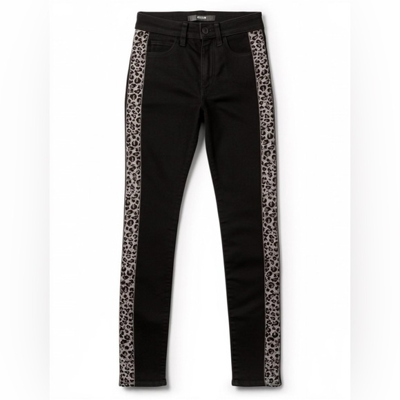 Joe's Jeans Denim - Joe’s Jeans High Rise Skinny Ankle Jeans Leopard Side Stripe Black Size 23 NWT